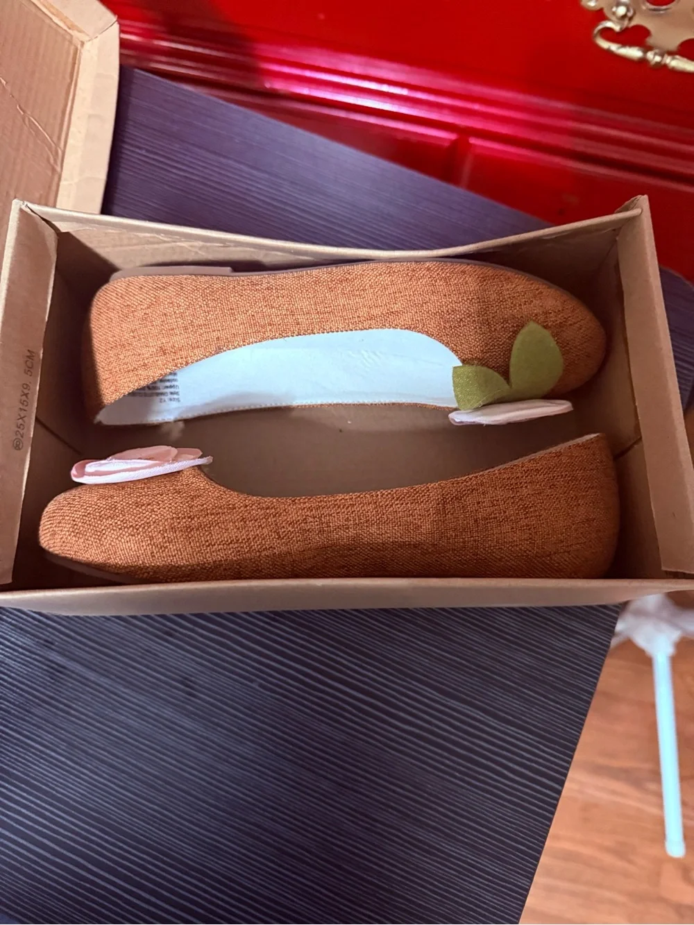 NWT and Box Charlotte Closed Toe Ballet Flat in Rust Brown